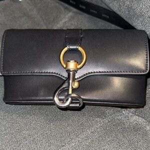 Rebecca Minkoff Crossbody Bag Womens S/M Mac Black Leather Flap Clasp
